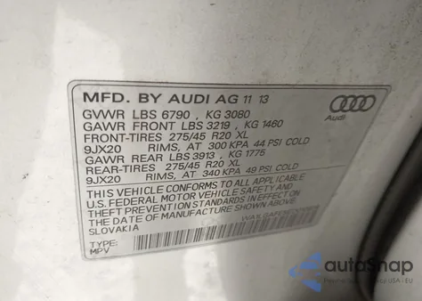 2014 Audi Q7 3.0T Premium из США, поврежденный, VIN WA1LGAFE5ED010938